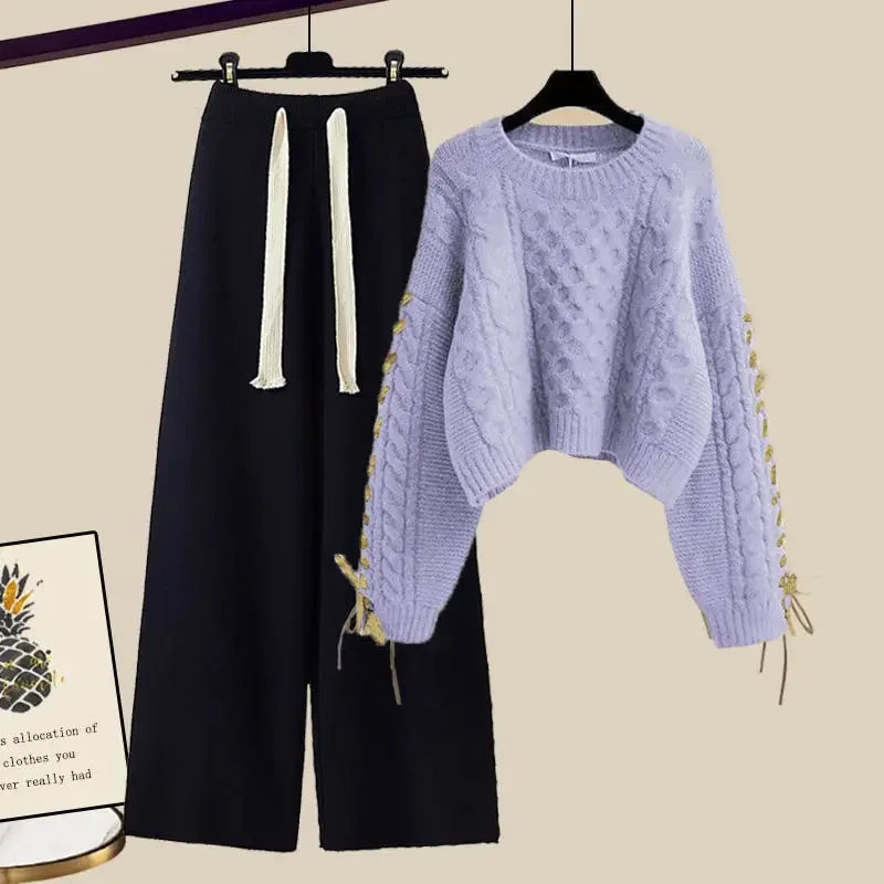 Ensemble Décontracté Deux Pièces avec Pull et Pantalon pour Femmes | Idéal pour l’Automne et l’Hiver