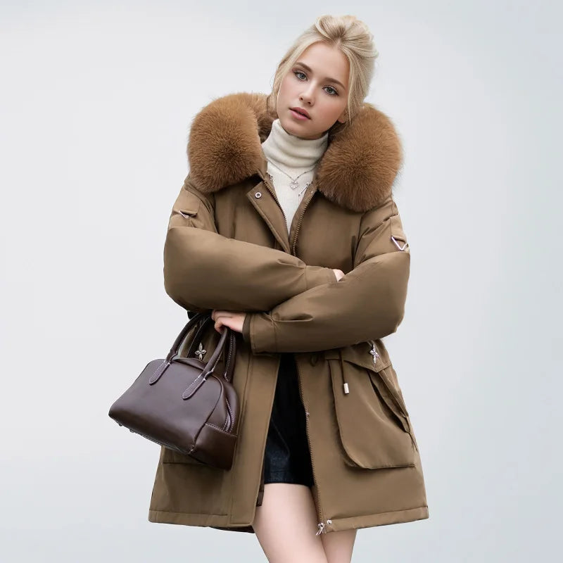 Veste à Col Imitation Fourrure avec Poches pour Femmes | Idéale pour la Saison Hivernale