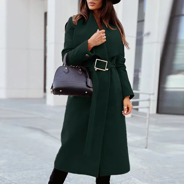 Manteau Long Ceinturé avec Col Large pour Femme | Idéal pour l’Hiver