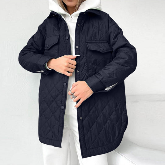 Veste Longue Matelassée avec Fermeture À Pressions pour Femmes | Idéale pour L’Hiver