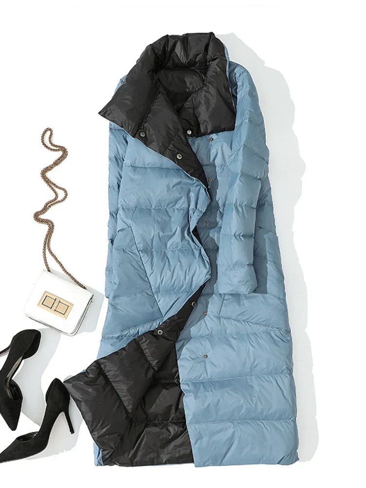 Manteau Long à Carreaux avec Poches pour Femme | Idéal pour l’Hiver