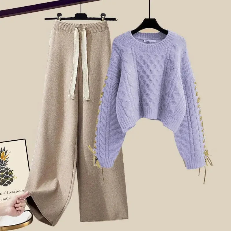 Ensemble Décontracté Deux Pièces avec Pull et Pantalon pour Femmes | Idéal pour l’Automne et l’Hiver
