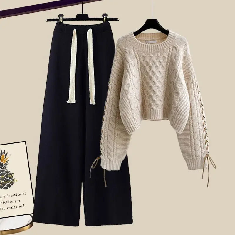Ensemble Décontracté Deux Pièces avec Pull et Pantalon pour Femmes | Idéal pour l’Automne et l’Hiver