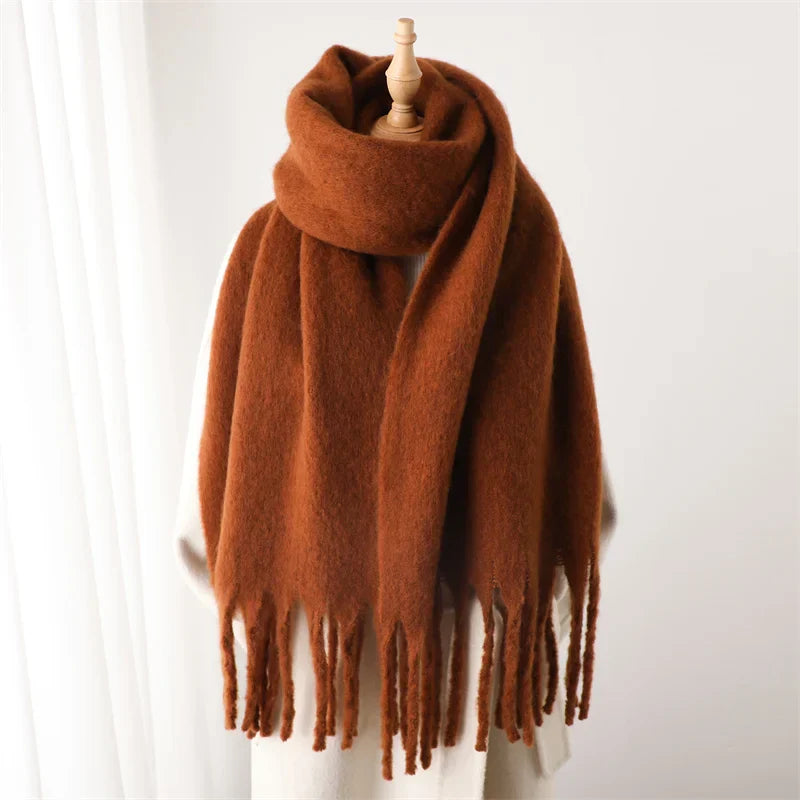 Écharpe D’Hiver Colorée pour Femme Avec Finition À Franges | Idéale pour La Saison Froide
