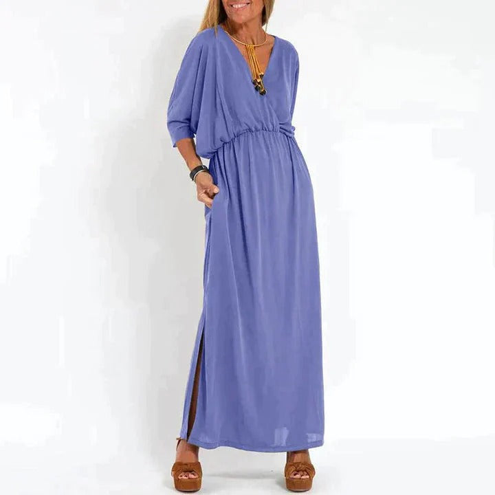 Robe Longue Grise à Coupe Simple pour Femme | Idéale pour le Quotidien