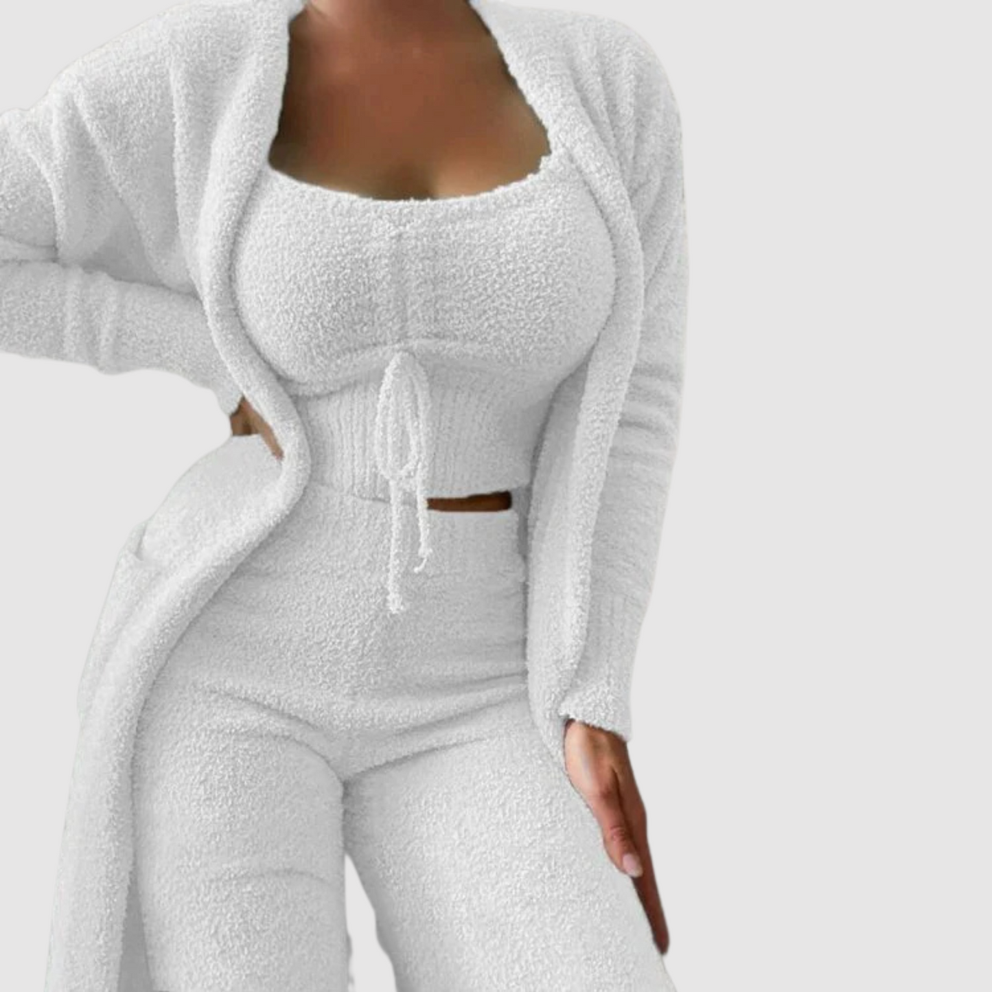 Ensemble Trois Pièces Doux à Coupe Décontractée pour Femme | Idéal pour la Maison et les Sorties