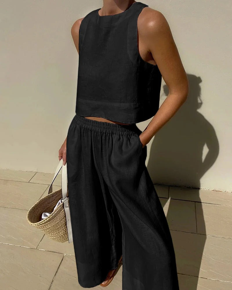 Ensemble Sans Manches avec Haut et Shorts Coordonnés pour Femme | Idéal pour l’Été et les Sorties Décontractées