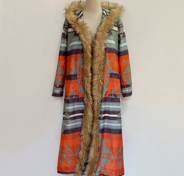 Manteau Long avec Col Imitation Fourrure pour Femme | Idéal pour la Saison Hivernale