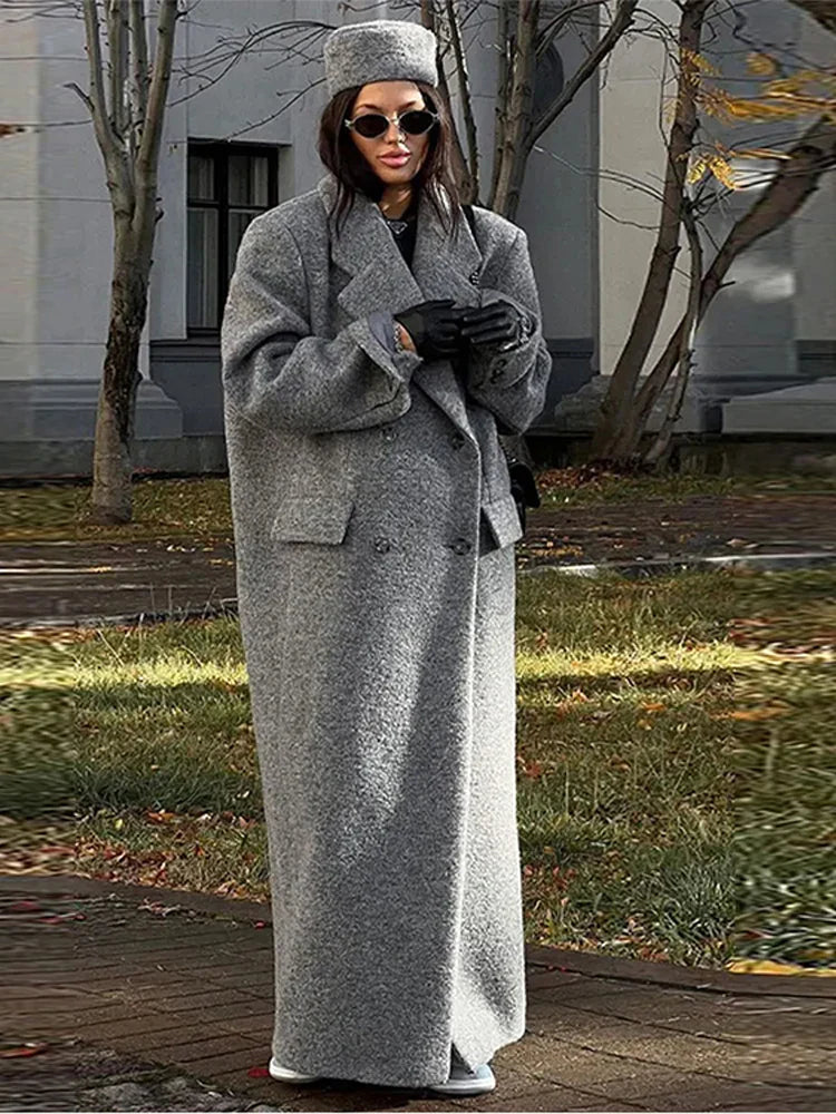 Manteau Long à Col Revers et Double Boutonnage pour Femme | Idéal pour l’Automne et l’Hiver