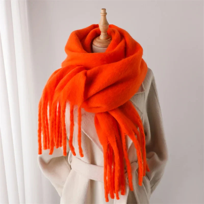 Écharpe D’Hiver Colorée pour Femme Avec Finition À Franges | Idéale pour La Saison Froide