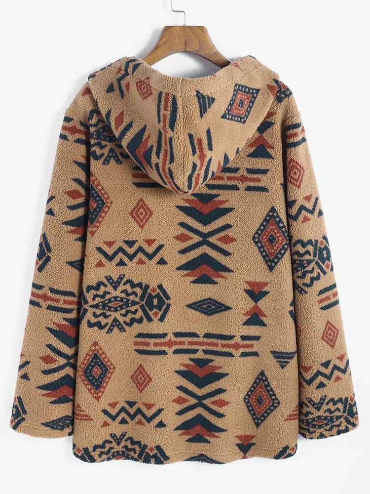 Cardigan Long À Motifs Géométriques pour Femme | Idéal pour L’Hiver Et La Maison