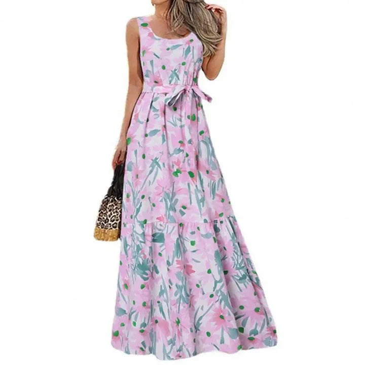 Robe Maxi Noire à Motif Floral pour Femme | Idéale pour l'Été