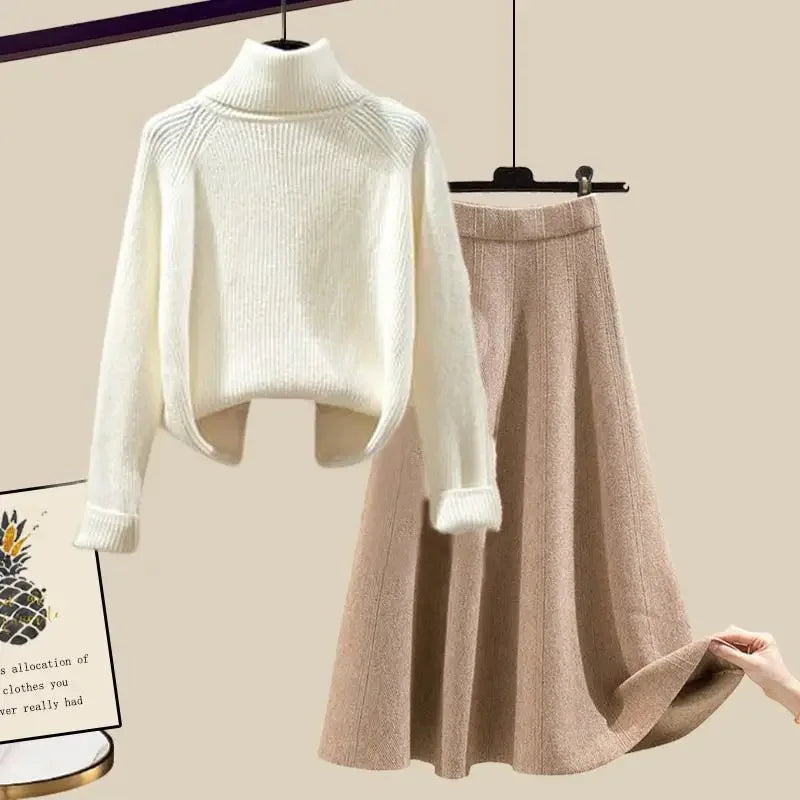 Ensemble Deux Pièces avec Pull Col Montant et Jupe Ajustée pour Femmes | Idéal pour les Sorties Décontractées et les Occasions Formelles