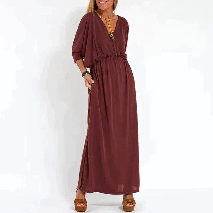 Robe Longue Grise à Coupe Simple pour Femme | Idéale pour le Quotidien