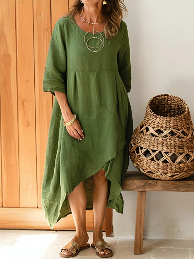 Robe Maxi Verte à Coupe Décontractée pour Femme | Idéale pour l'Été