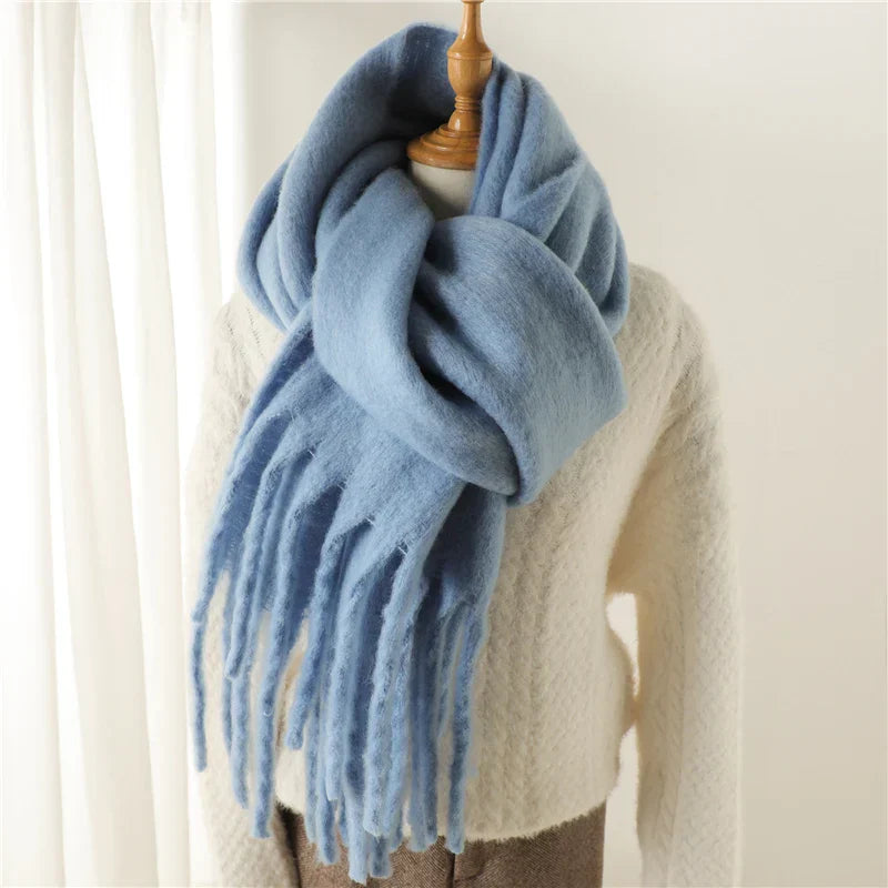 Écharpe D’Hiver Colorée pour Femme Avec Finition À Franges | Idéale pour La Saison Froide