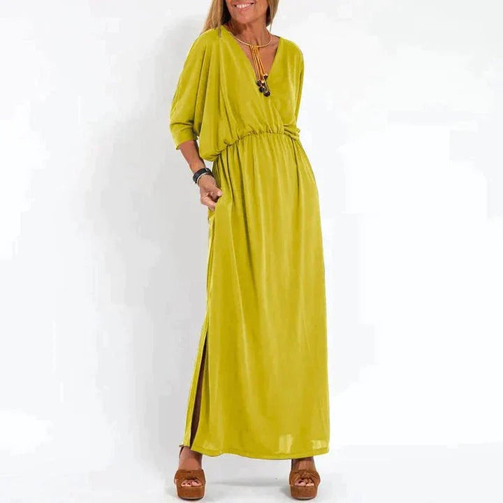 Robe Longue Grise à Coupe Simple pour Femme | Idéale pour le Quotidien