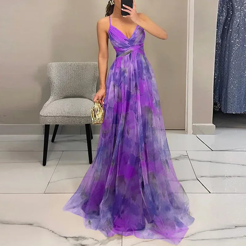 Robe Longue avec Motif Floral pour Femme | Idéale pour les Événements d'Été