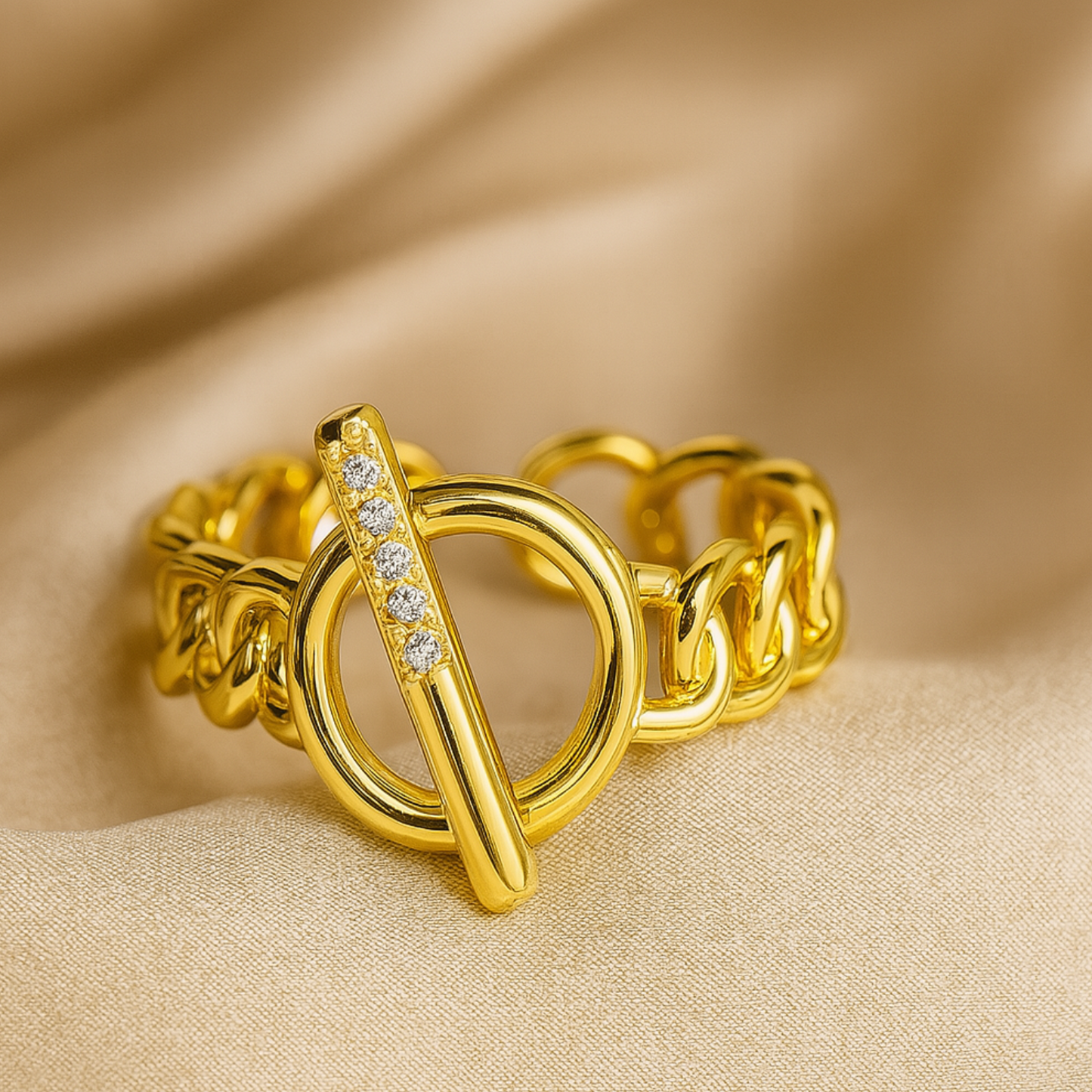 Bague Chaîne Gothique avec Fermoir OT pour Femme | Idéale pour Les Occasions Spéciales