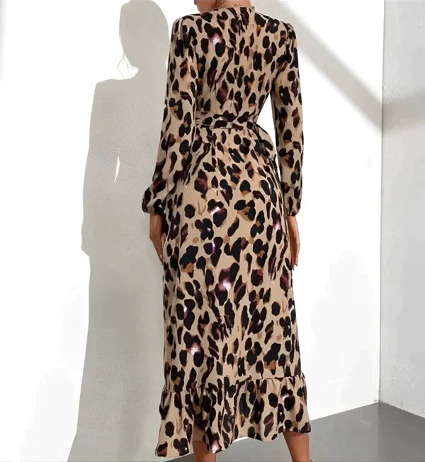 Robe Portefeuille Avec Motif Léopard pour Femmes | Idéale Pour L'Été Et Les Loisirs