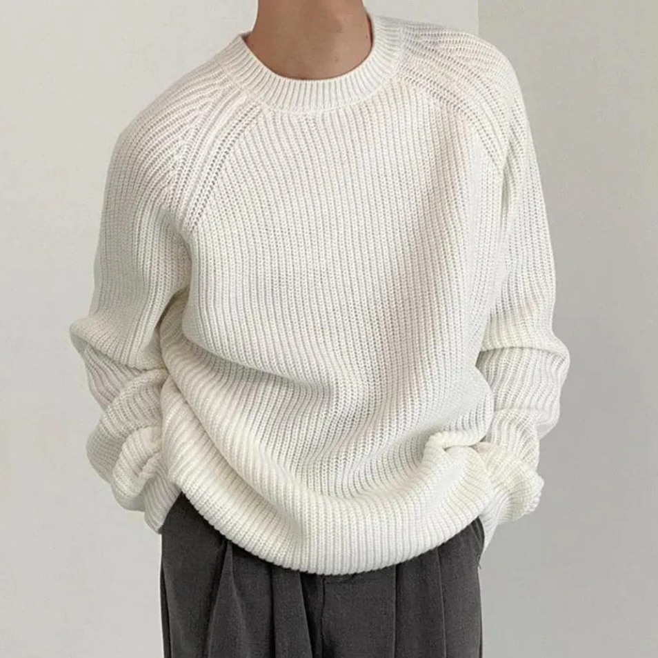 Pull en Maille Uni pour Hommes avec Col Rond | Idéal pour l’Automne et l’Hiver