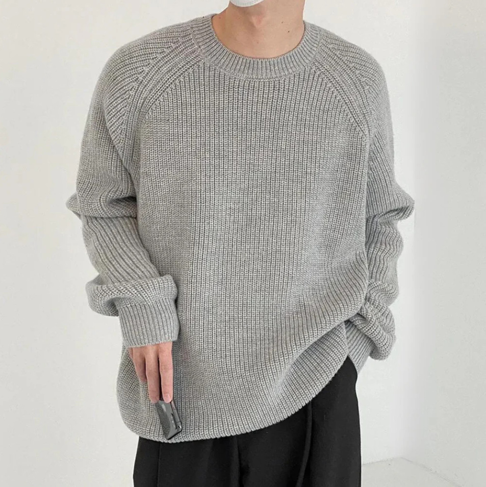 Pull en Maille Uni pour Hommes avec Col Rond | Idéal pour l’Automne et l’Hiver