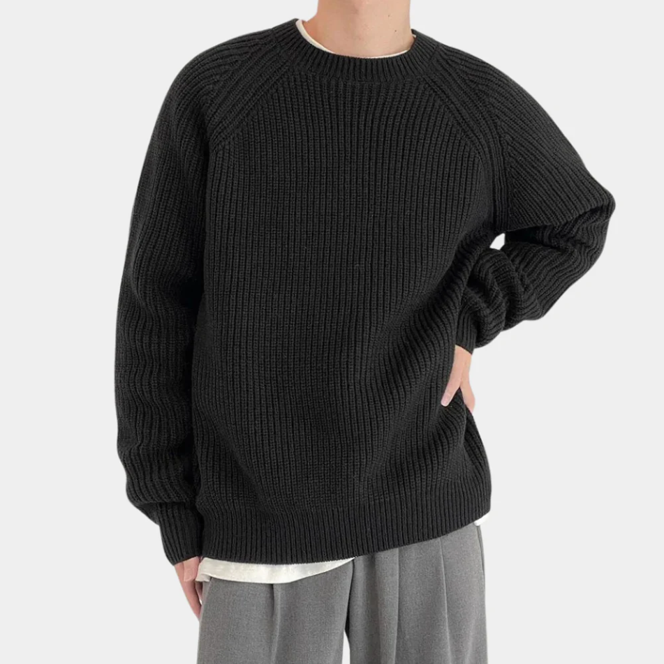 Pull en Maille Uni pour Hommes avec Col Rond | Idéal pour l’Automne et l’Hiver