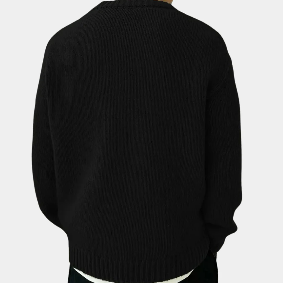 Pull en Maille Uni pour Hommes avec Col Rond | Idéal pour l’Automne et l’Hiver