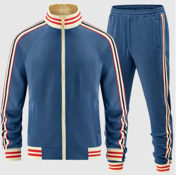 Ensemble de Survêtement pour Homme avec Veste et Pantalon à Rayures | Idéal pour le Sport et les Loisirs