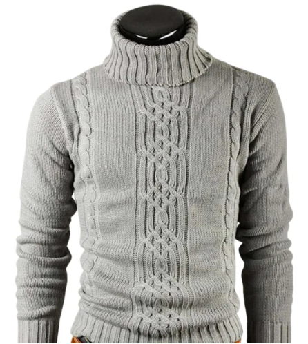 Pull Col Roulé à Maille Torsadée Classique pour Homme | Idéal pour l’Hiver