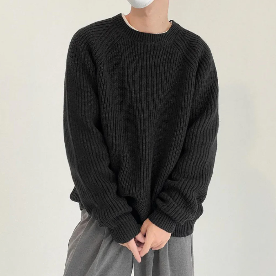 Pull en Maille Uni pour Hommes avec Col Rond | Idéal pour l’Automne et l’Hiver