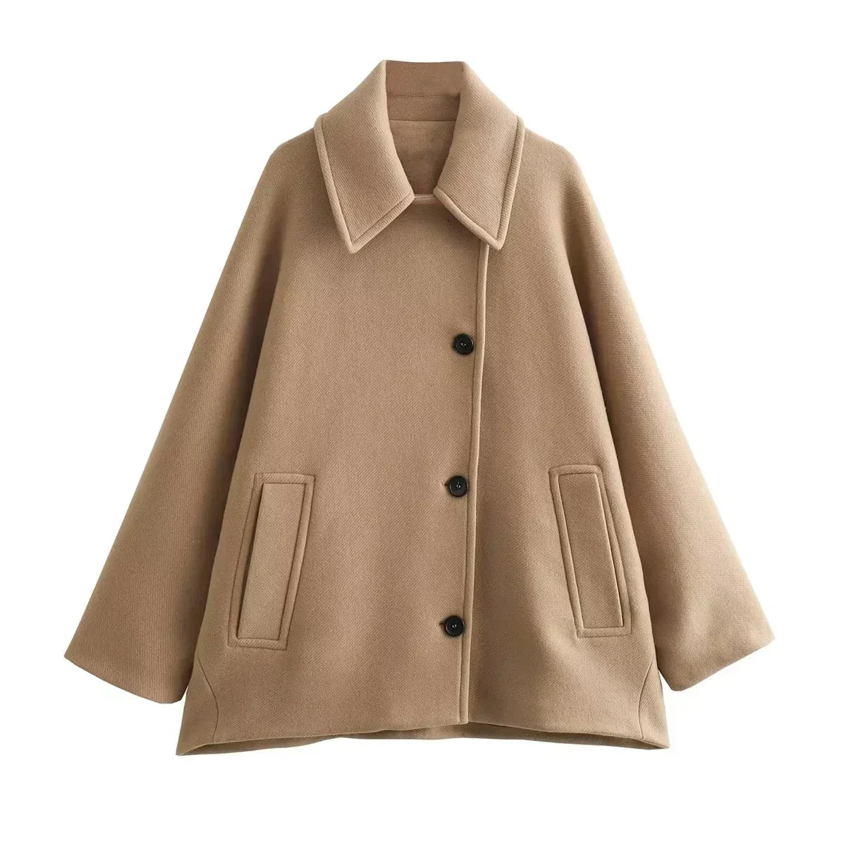 Manteau d’Hiver Oversize avec Grandes Boutons pour Femme | Idéal pour Temps Froid
