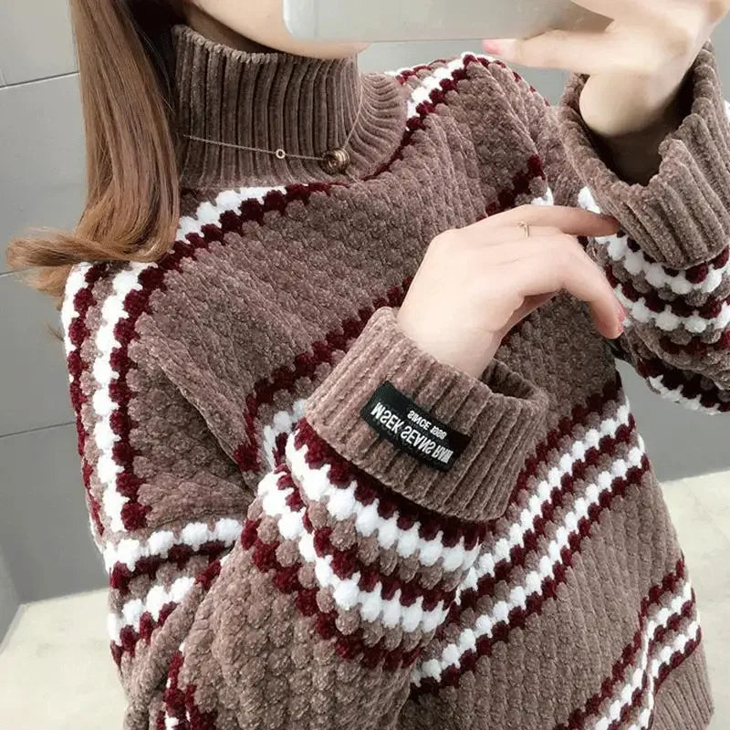 Pull À Col Haut avec Coupe Ample pour Femme | Idéal pour L’Hiver