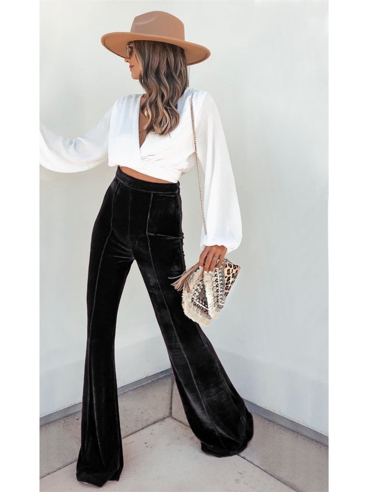 Pantalon Taille Haute Évasé pour Femme | Idéal pour Toutes les Saisons