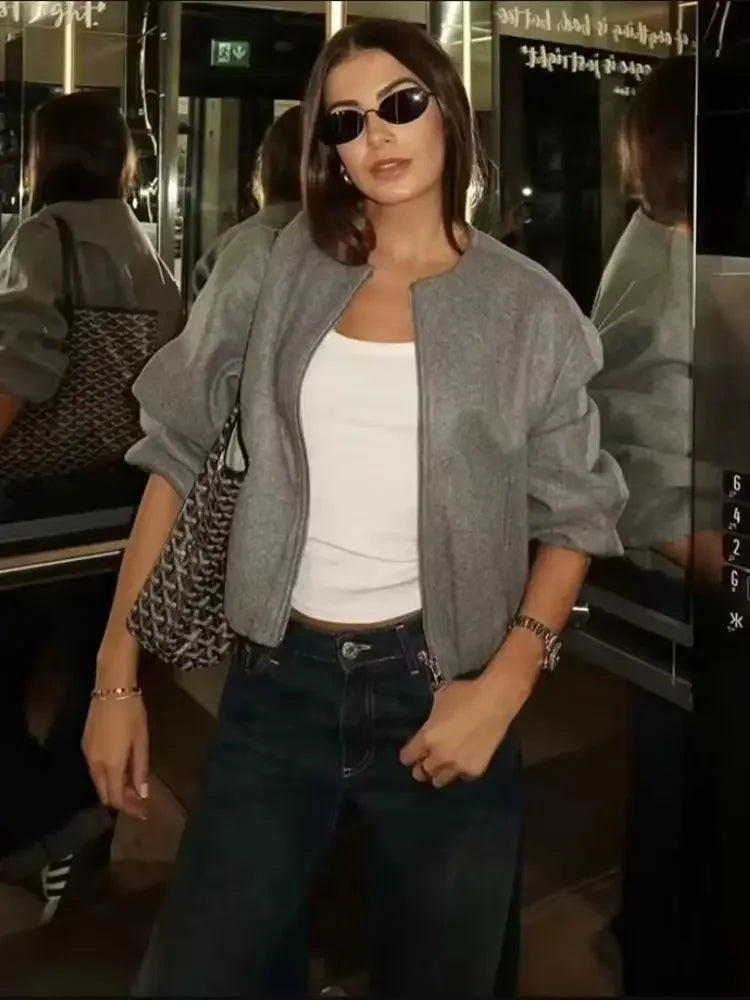 Veste Mi-Saison À Col Rond Avec Fermeture Zippée Pour Femme | Idéale Pour Usage Quotidien