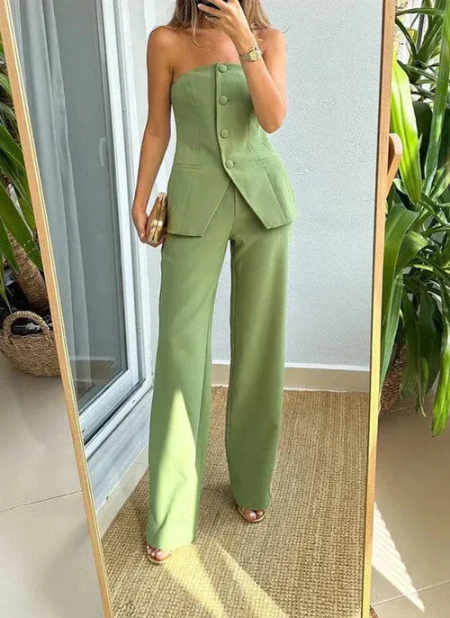 Ensemble Top Et Pantalon Sans Manches À La Coupe Décontractée Pour Femmes | Idéal Pour Une Tenue Décontractée
