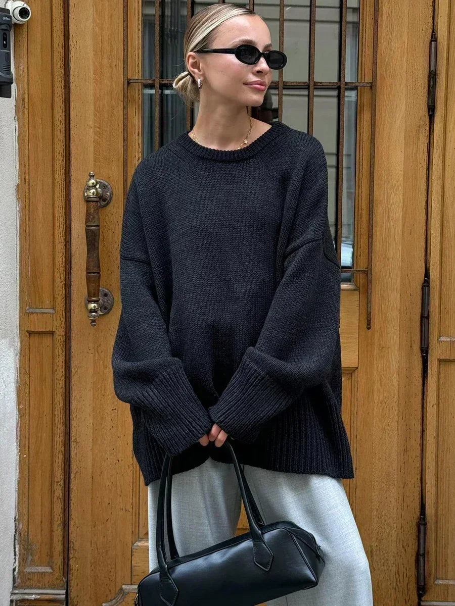 Pull Coupe Oversize Avec Encolure Dégagée Pour Femmes | Idéal Pour Tenues Quotidiennes Et Superposition