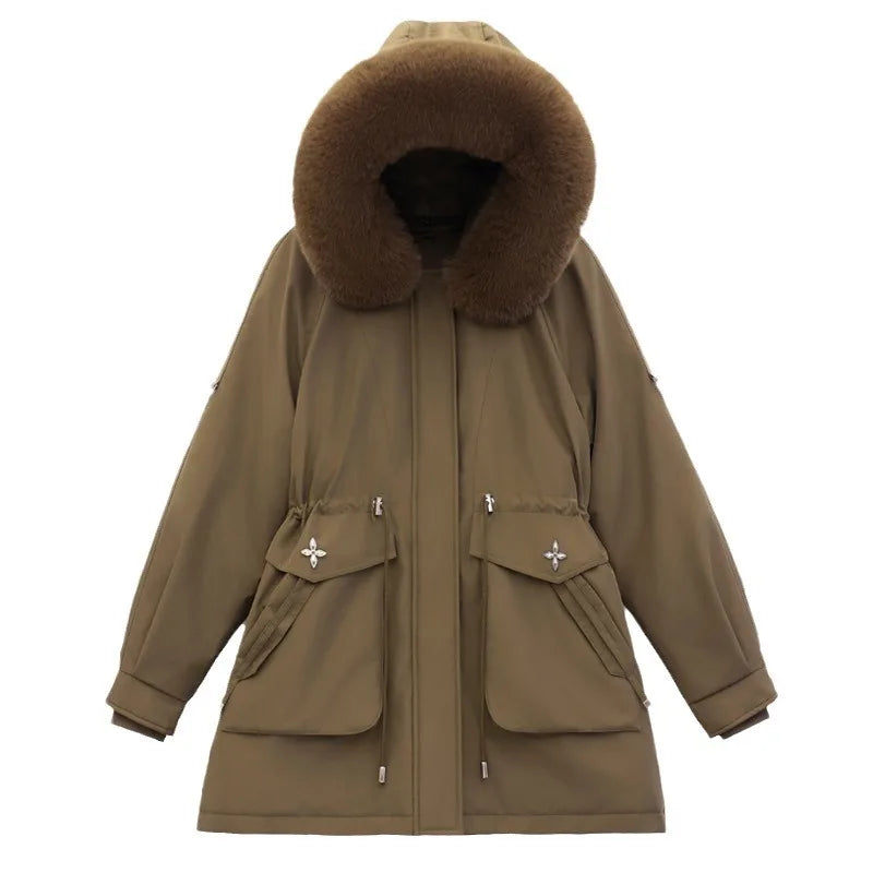 Veste à Col Imitation Fourrure avec Poches pour Femmes | Idéale pour la Saison Hivernale