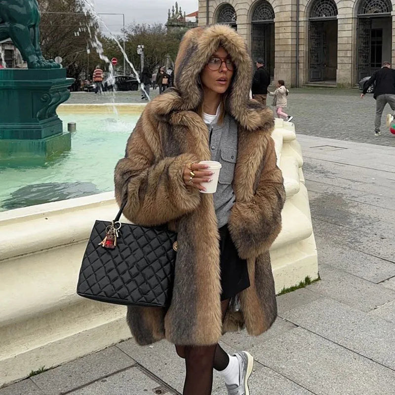 Manteau Long avec Capuche et Boutonnage Simple pour Femme | Idéal pour l’Automne et l’Hiver