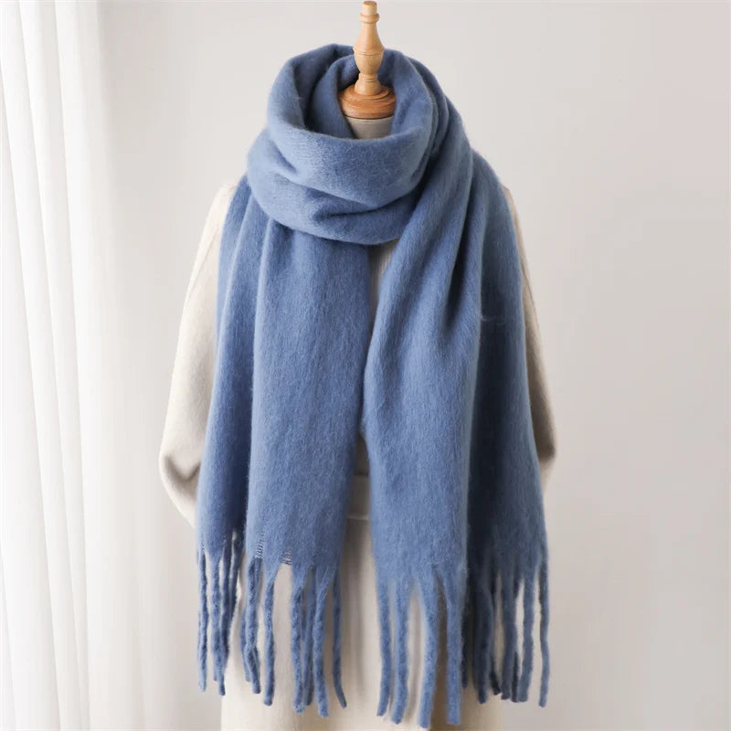 Écharpe D’Hiver pour Femme Avec Grandes Franges | Idéale pour La Saison Froide