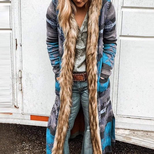 Manteau Long avec Col Imitation Fourrure pour Femme | Idéal pour la Saison Hivernale