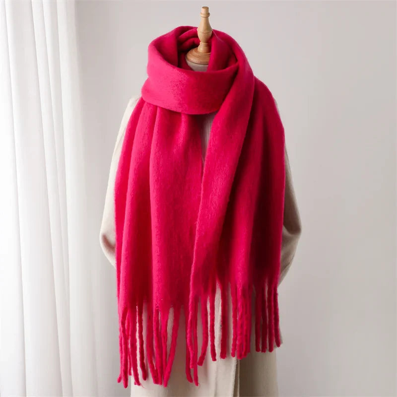 Écharpe D’Hiver Colorée pour Femme Avec Finition À Franges | Idéale pour La Saison Froide