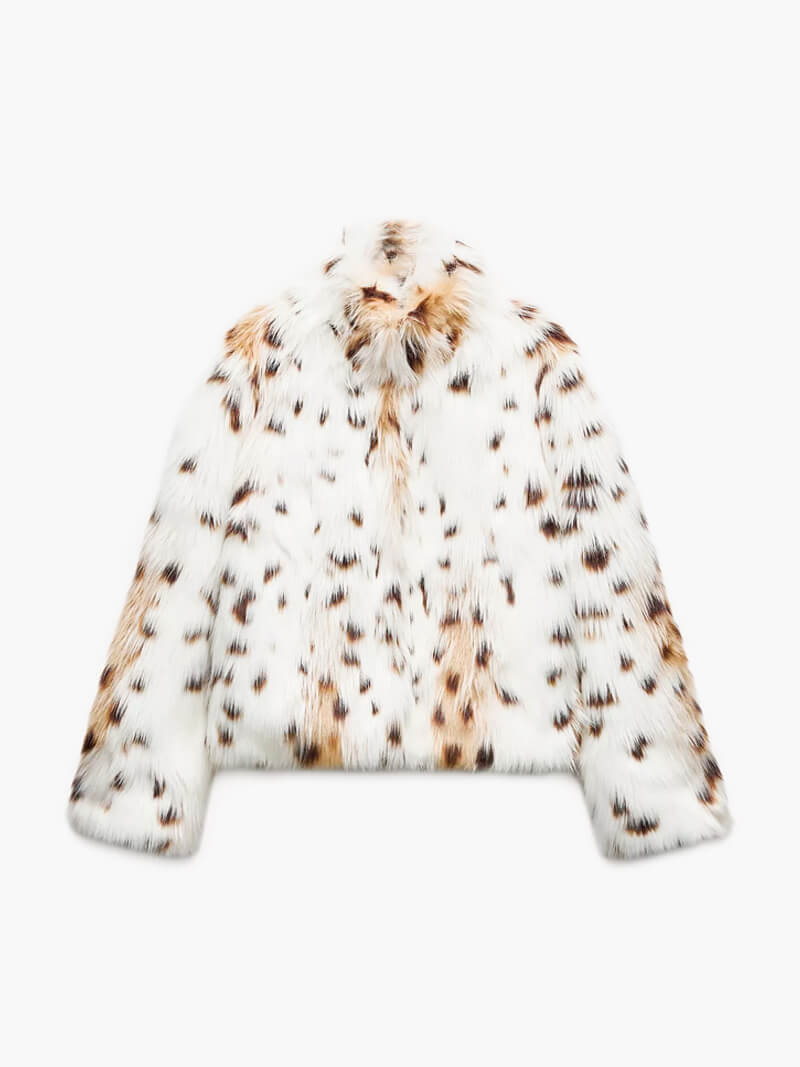 Manteau À Imprimé Léopard avec Col Ouvert Et Manches Longues pour Femmes | Idéal pour L’Hiver