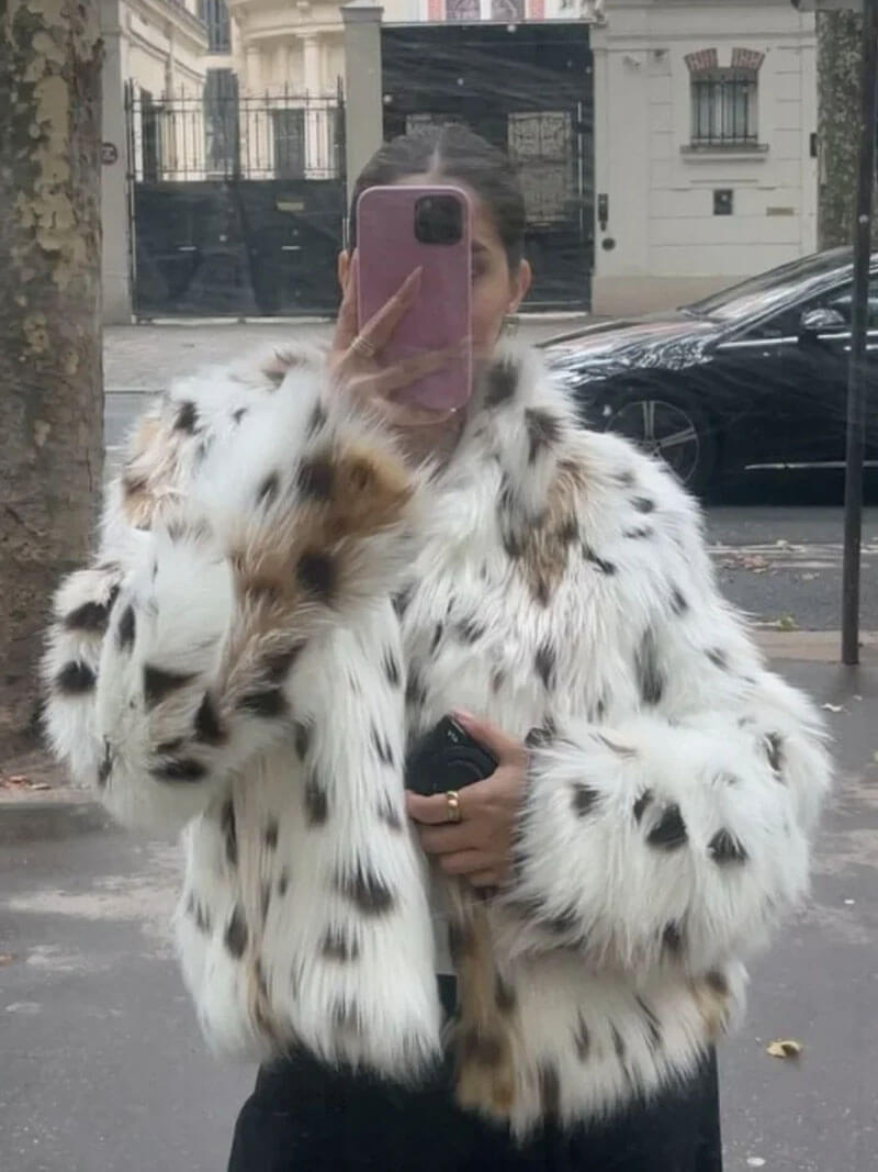 Manteau À Imprimé Léopard avec Col Ouvert Et Manches Longues pour Femmes | Idéal pour L’Hiver