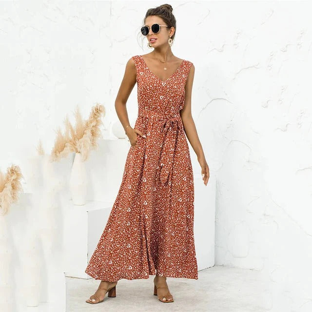 Robe Longue Noire avec Motif Discret pour Femme | Idéale pour l’Été