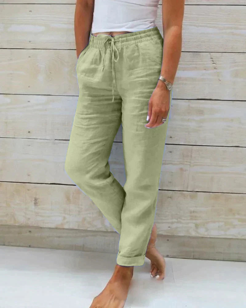 Pantalon à Coupe Droite pour Femme avec Ceinture Élastique | Idéal pour Temps Chaud