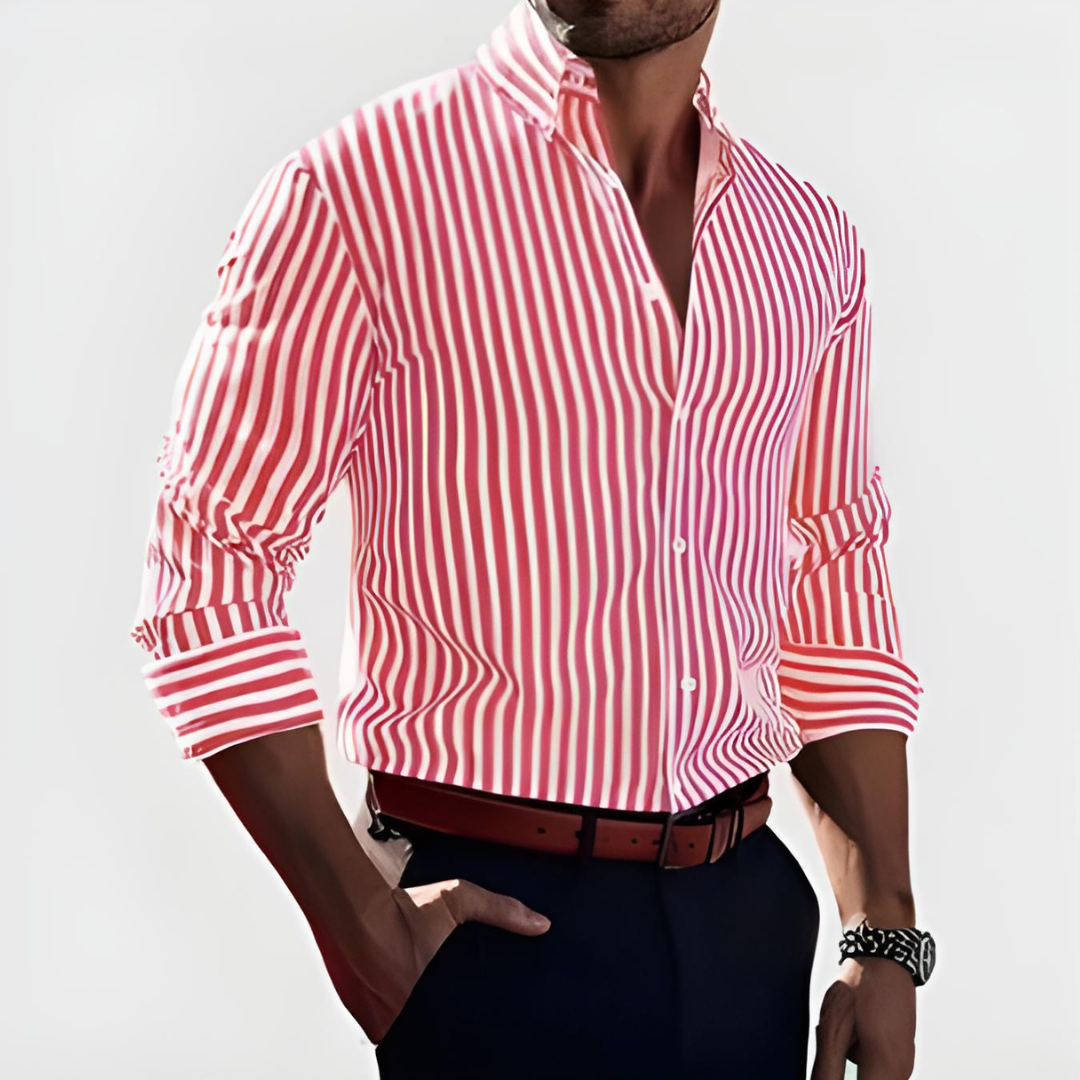 Chemise Rayée À Manches Longues avec Coupe Classique pour Homme | Idéale pour Le Bureau Ou Les Loisirs