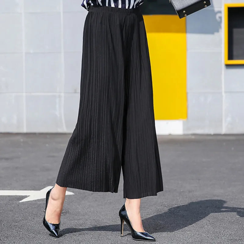 Pantalon À Jambes Larges Avec Taille Haute Pour Femme | Idéal Pour Le Bureau Ou Les Soirées