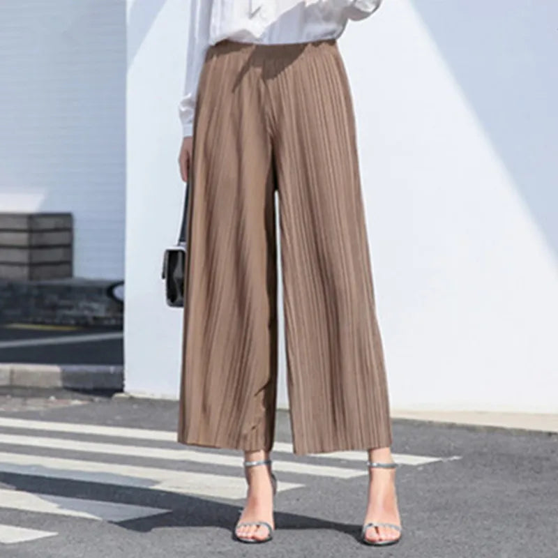 Pantalon À Jambes Larges Avec Taille Haute Pour Femme | Idéal Pour Le Bureau Ou Les Soirées