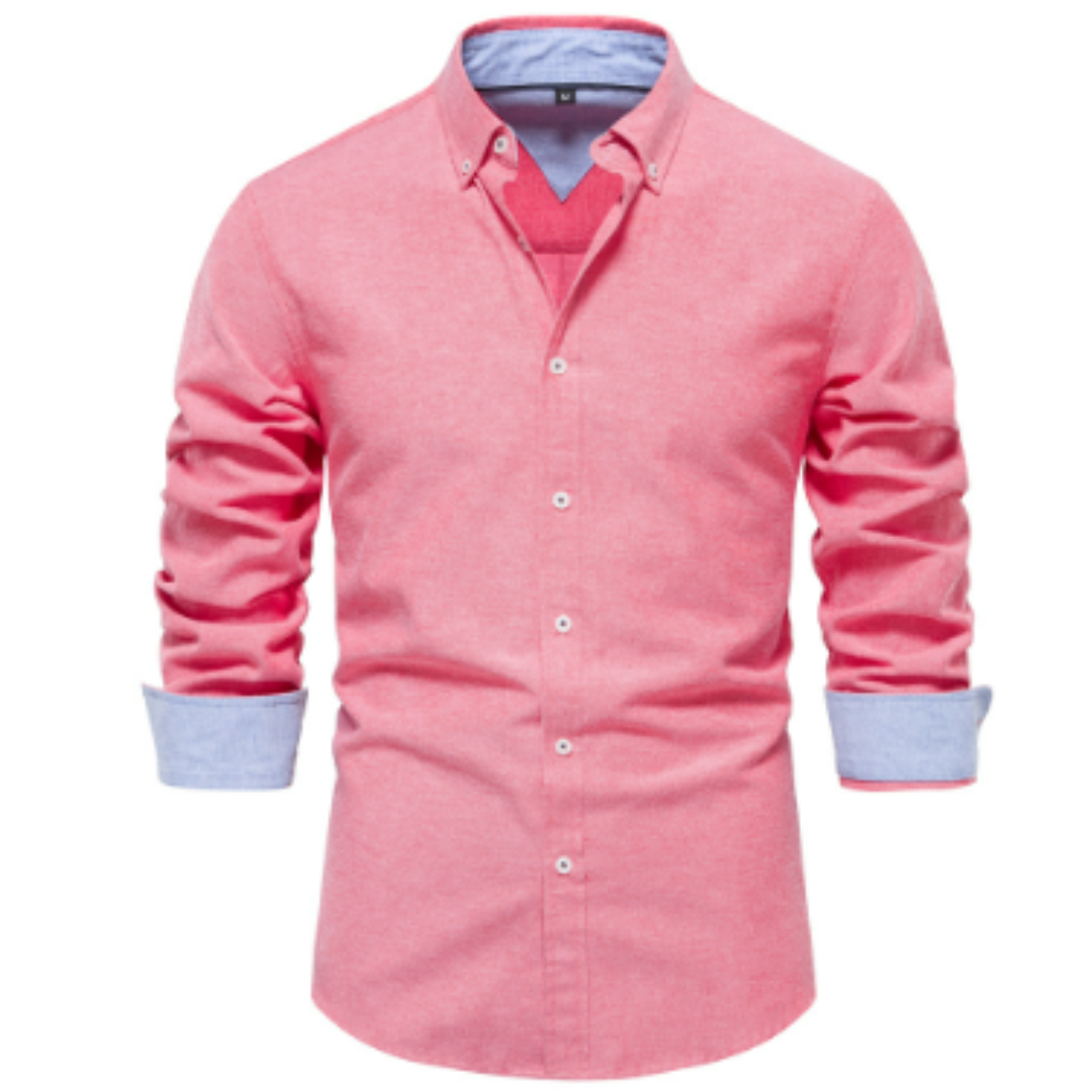 Chemise Oxford Unicolore À Manches Longues pour Hommes | Idéale pour Le Bureau Et Les Occasions Décontractées